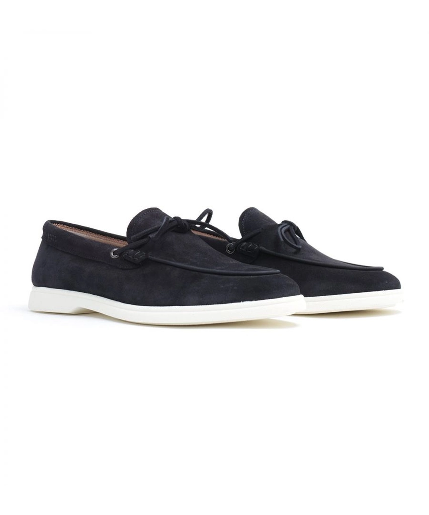 Hugo Boss Mens Sienne Moccasin Suede Shoe - Dark Blue - Size UK 12